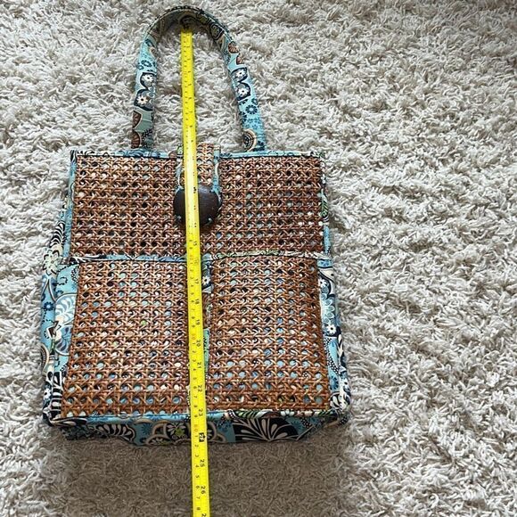 Vera Bradley Bali Blue & Hope Garden Structured Tiki Tote with Caning RARE - Picture 14 of 16